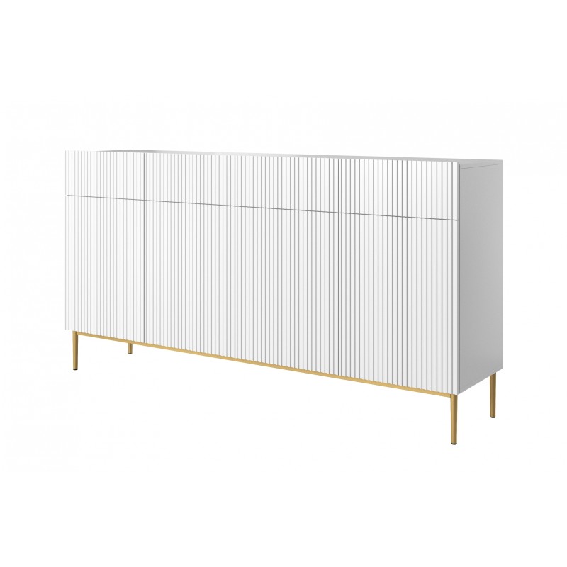 Komoda z szufladami Nicole 200 cm - biały mat / złote nóżki