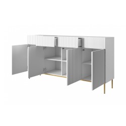 Komoda z szufladami Nicole 200 cm - biały mat / złote nóżki Komoda z szufladami Nicole 200 cm - biały mat / złote nóżki
