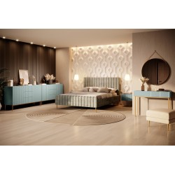 Komoda Nicole 150 cm - szałwia / złote nóżki Komoda Nicole 150 cm - szałwia / złote nóżki