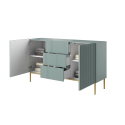 Komoda Nicole 150 cm - szałwia / złote nóżki Komoda Nicole 150 cm - szałwia / złote nóżki
