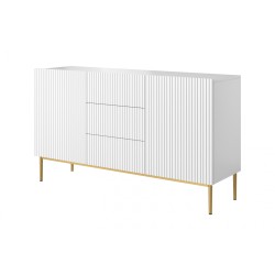 Komoda z szufladami Nicole 150 cm - biały mat, złote nóżki