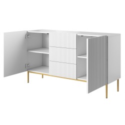 Komoda z szufladami Nicole 150 cm - biały mat / złote nóżki Komoda z szufladami Nicole 150 cm - biały mat / złote nóżki