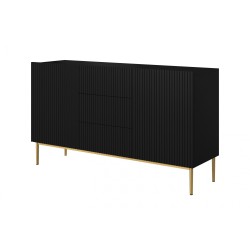 Komoda Nicole 150 cm - czarny mat, złote nóżki