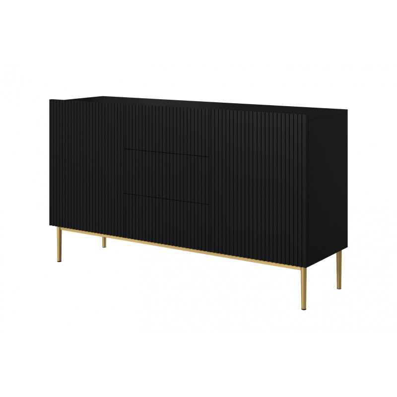 Komoda Nicole 150 cm - czarny mat, złote nóżki Komoda Nicole 150 cm - czarny mat, złote nóżki