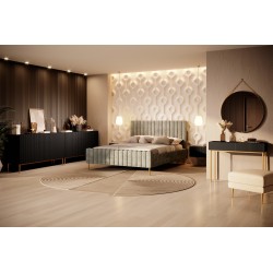 Komoda Nicole 150 cm - czarny mat, złote nóżki Komoda Nicole 150 cm - czarny mat, złote nóżki