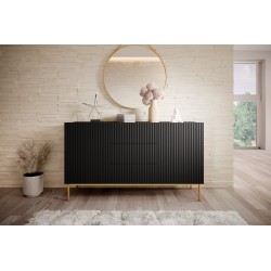 Komoda Nicole 150 cm - czarny mat, złote nóżki Komoda Nicole 150 cm - czarny mat, złote nóżki