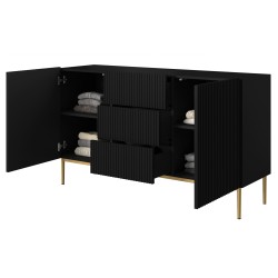 Komoda Nicole 150 cm - czarny mat, złote nóżki Komoda Nicole 150 cm - czarny mat, złote nóżki