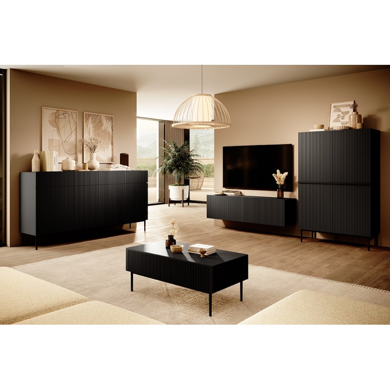 Komoda Nicole 200 cm - czarny mat, nowoczesny design Komoda Nicole 200 cm - czarny mat, nowoczesny design
