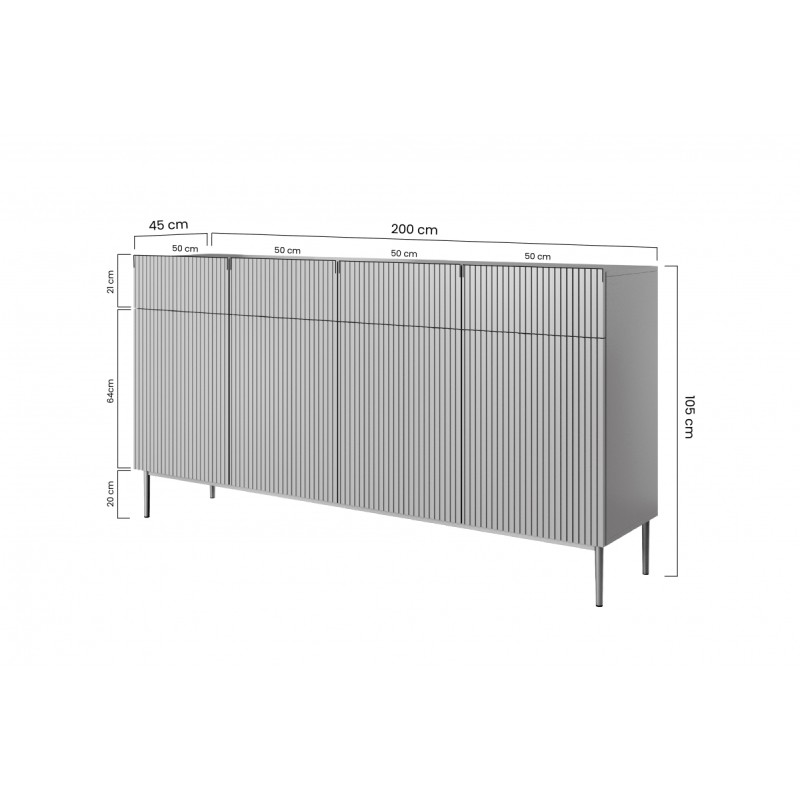Komoda Nicole 200 cm - czarny mat, nowoczesny design Komoda Nicole 200 cm - czarny mat, nowoczesny design