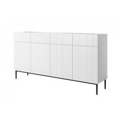 Komoda z szufladami Nicole 200 cm - biały mat / czarne nóżki