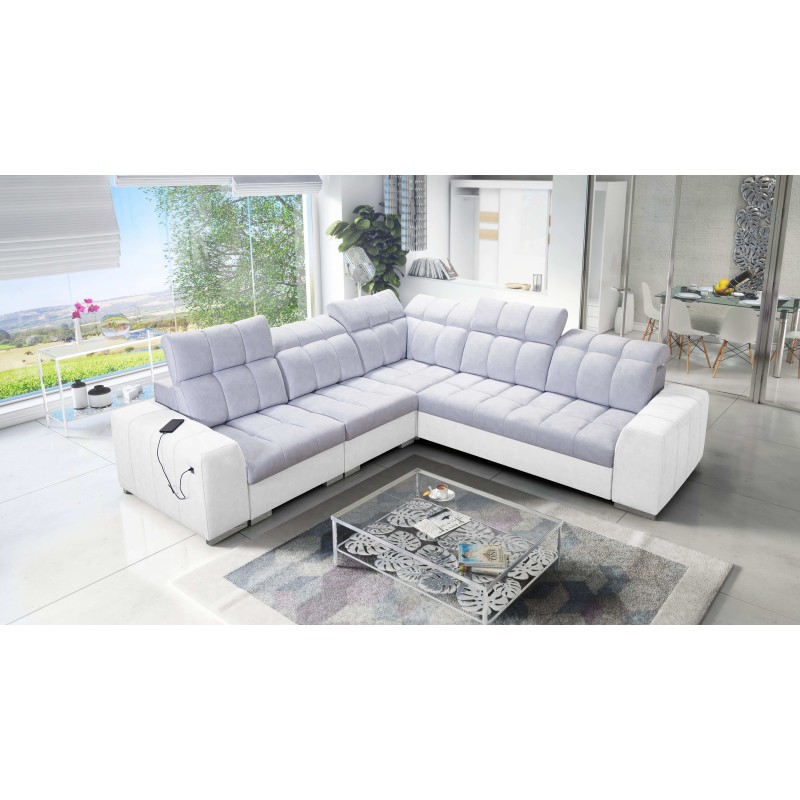 Prisma III corner sofa with sleeping function and USB port – comfort and style in one piece of furniture Prisma III corner sofa with sleeping function and USB port – comfort and style in one piece of furniture