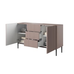Komoda Nicole 150 cm z szufladami i półkami - antyczny róż / czarne nóżki - Limitowana oferta Komoda Nicole 150 cm z szufladami i półkami - antyczny róż / czarne nóżki - Limitowana oferta