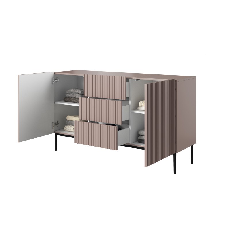 Komoda Nicole 150 cm z szufladami i półkami - antyczny róż / czarne nóżki - Limitowana oferta Komoda Nicole 150 cm z szufladami i półkami - antyczny róż / czarne nóżki - Limitowana oferta
