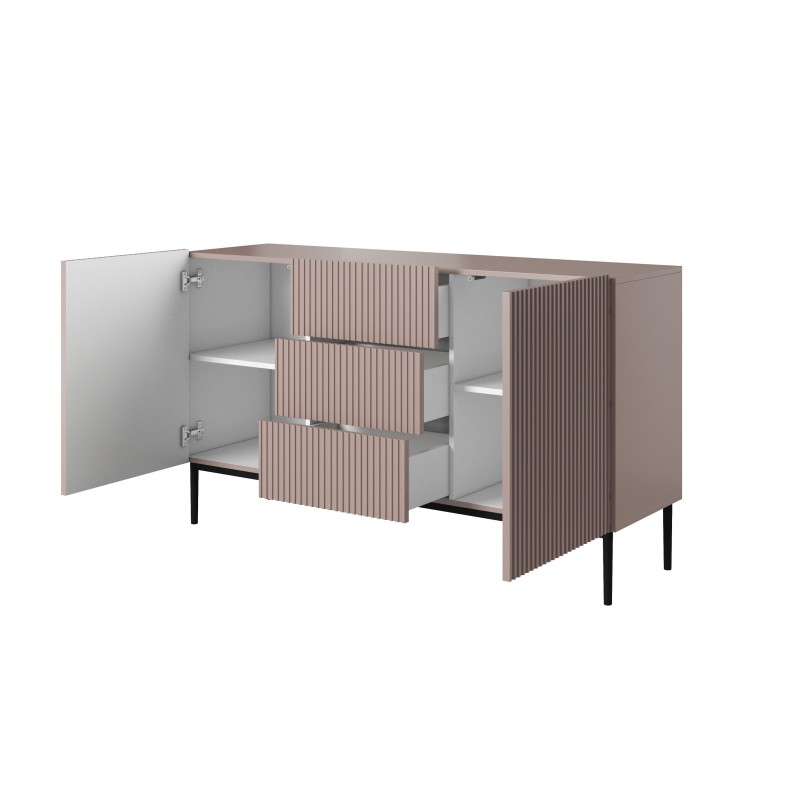 Komoda Nicole 150 cm z szufladami i półkami - antyczny róż / czarne nóżki - Limitowana oferta Komoda Nicole 150 cm z szufladami i półkami - antyczny róż / czarne nóżki - Limitowana oferta