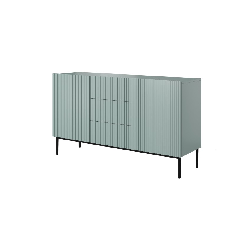 Komoda Nicole 150 cm z szufladami i półkami - szałwia / czarne nóżki - Limitowana oferta Komoda Nicole 150 cm z szufladami i półkami - szałwia / czarne nóżki - Limitowana oferta