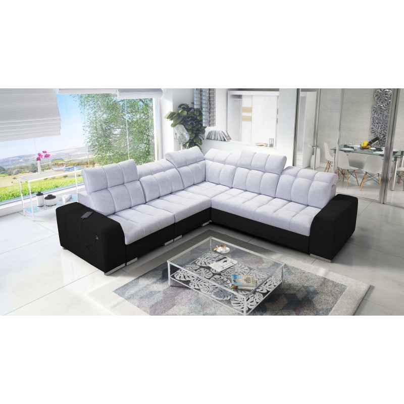 Prisma III corner sofa with sleeping function and USB port – comfort and style in one piece of furniture Prisma III corner sofa with sleeping function and USB port – comfort and style in one piece of furniture