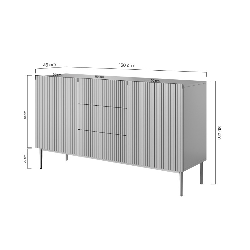 Komoda Nicole 150 cm - biały mat, czarne nóżki Komoda Nicole 150 cm - biały mat, czarne nóżki