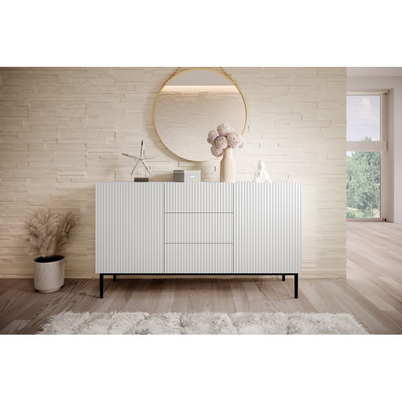 Komoda Nicole 150 cm - biały mat, czarne nóżki Komoda Nicole 150 cm - biały mat, czarne nóżki