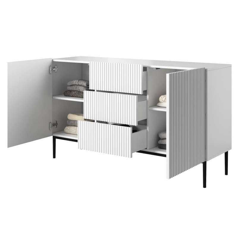 Komoda Nicole 150 cm - biały mat, czarne nóżki Komoda Nicole 150 cm - biały mat, czarne nóżki