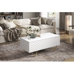 Stolik kawowy Scalia 120 2K ze schowkiem - biały mat / złote nogi - Limitowana oferta Stolik kawowy Scalia 120 2K ze schowkiem - biały mat / złote nogi - Limitowana oferta