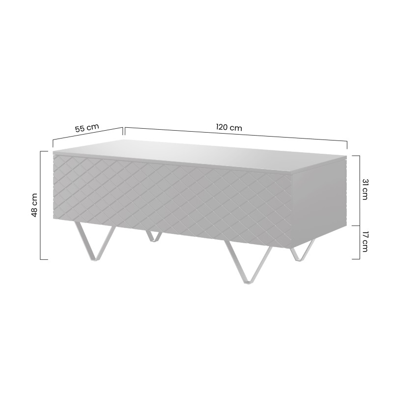 Stolik kawowy Scalia 120 2K ze schowkiem - biały mat / złote nogi - Limitowana oferta Stolik kawowy Scalia 120 2K ze schowkiem - biały mat / złote nogi - Limitowana oferta