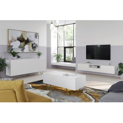Stolik kawowy Scalia 120 2K ze schowkiem - biały mat / złote nogi - Limitowana oferta Stolik kawowy Scalia 120 2K ze schowkiem - biały mat / złote nogi - Limitowana oferta