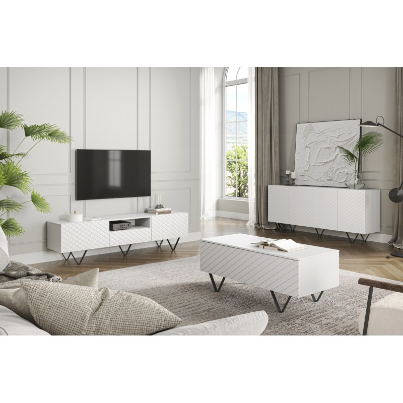 Stolik kawowy Scalia 120 2K ze schowkiem - biały mat / czarne nogi - Limitowana oferta Stolik kawowy Scalia 120 2K ze schowkiem - biały mat / czarne nogi - Limitowana oferta