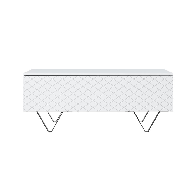 Stolik kawowy Scalia 120 2K ze schowkiem - biały mat / czarne nogi - Limitowana oferta Stolik kawowy Scalia 120 2K ze schowkiem - biały mat / czarne nogi - Limitowana oferta