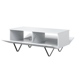 Stolik kawowy Scalia 120 2K ze schowkiem - biały mat / czarne nogi - Limitowana oferta Stolik kawowy Scalia 120 2K ze schowkiem - biały mat / czarne nogi - Limitowana oferta