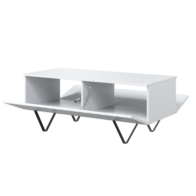 Stolik kawowy Scalia 120 2K ze schowkiem - biały mat / czarne nogi - Limitowana oferta Stolik kawowy Scalia 120 2K ze schowkiem - biały mat / czarne nogi - Limitowana oferta
