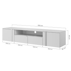 Szafka RTV wisząca Verica 200 cm - czarny beton, złote Szafka RTV wisząca Verica 200 cm - czarny beton, złote