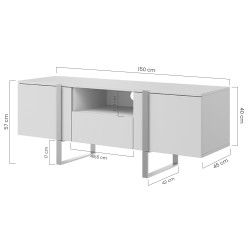 Szafka RTV Verica 150 cm - kaszmir / czarne nóżki Szafka RTV Verica 150 cm - kaszmir / czarne nóżki