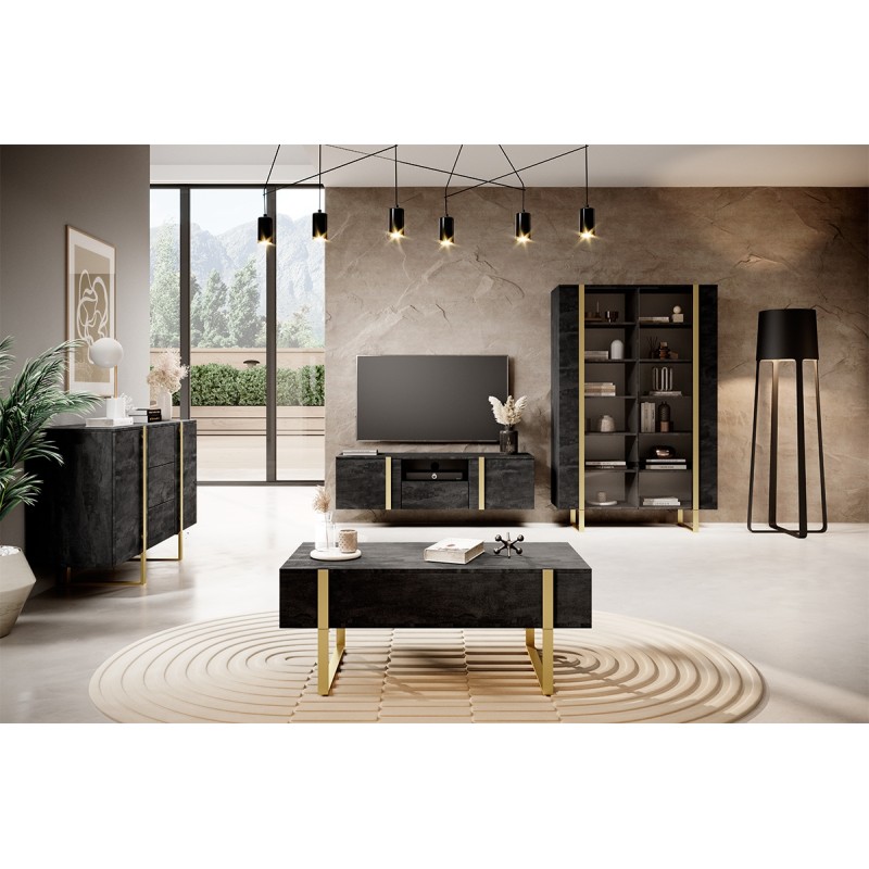 Szafka RTV wisząca Verica 150 cm - czarny beton