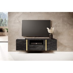 Szafka RTV wisząca Verica 150 cm - czarny beton