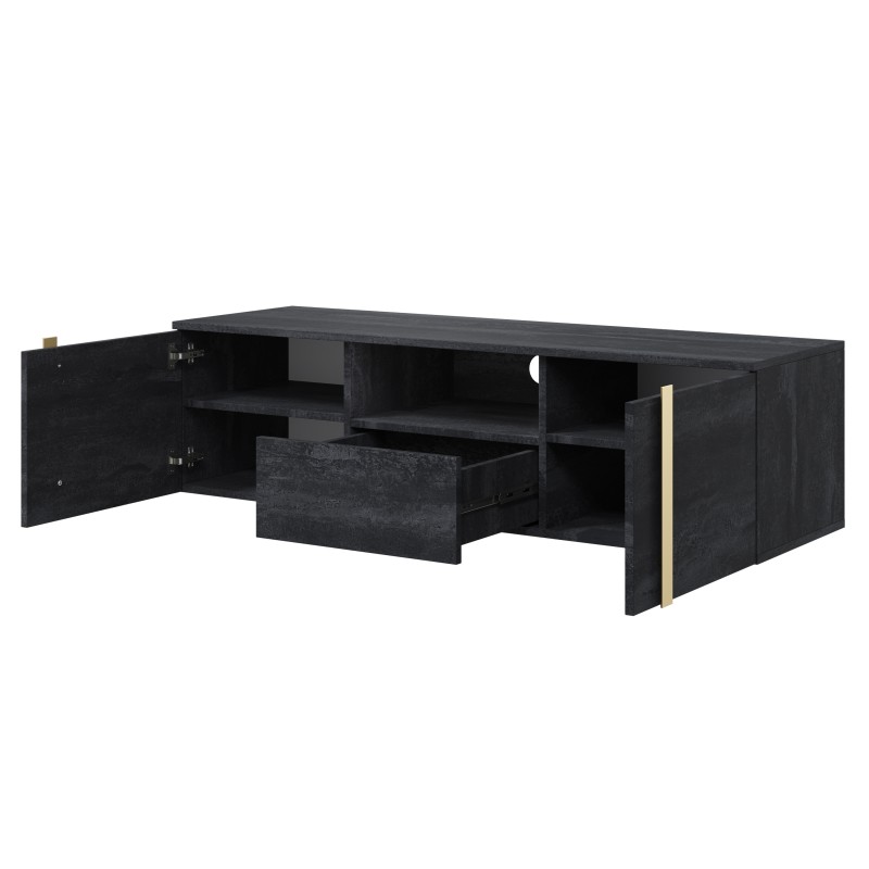 Szafka RTV wisząca Verica 150 cm - czarny beton