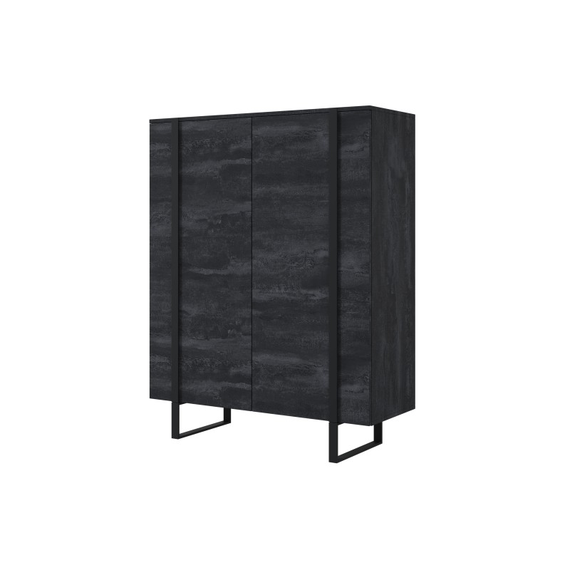 Komoda Verica 120 cm - czarny beton, metalowe nogi
