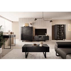 Komoda Verica 120 cm z metalowymi nogami - czarny beton / czarne nóżki Komoda Verica 120 cm z metalowymi nogami - czarny beton / czarne nóżki
