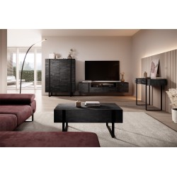 Komoda Verica 120 cm z metalowymi nogami - czarny beton / czarne nóżki Komoda Verica 120 cm z metalowymi nogami - czarny beton / czarne nóżki