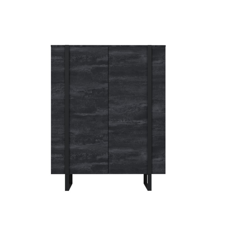 Komoda Verica 120 cm z metalowymi nogami - czarny beton / czarne nóżki Komoda Verica 120 cm z metalowymi nogami - czarny beton / czarne nóżki