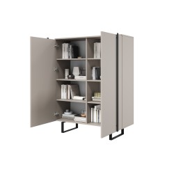 Komoda Verica 120 cm z metalowymi nogami - kaszmir / czarne nóżki Komoda Verica 120 cm z metalowymi nogami - kaszmir / czarne nóżki