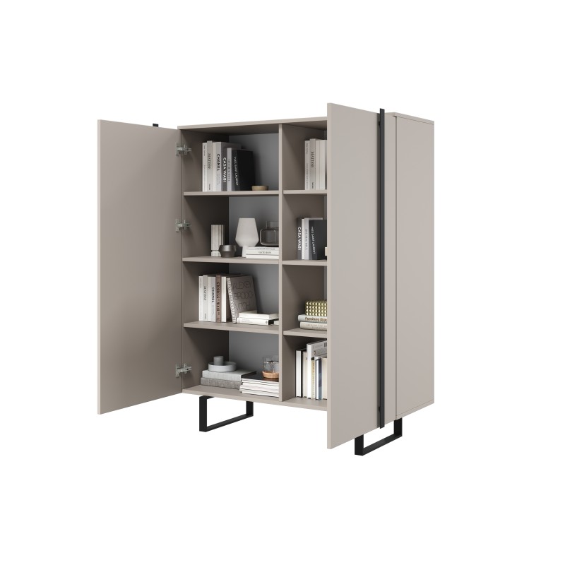Komoda Verica 120 cm z metalowymi nogami - kaszmir / czarne nóżki Komoda Verica 120 cm z metalowymi nogami - kaszmir / czarne nóżki