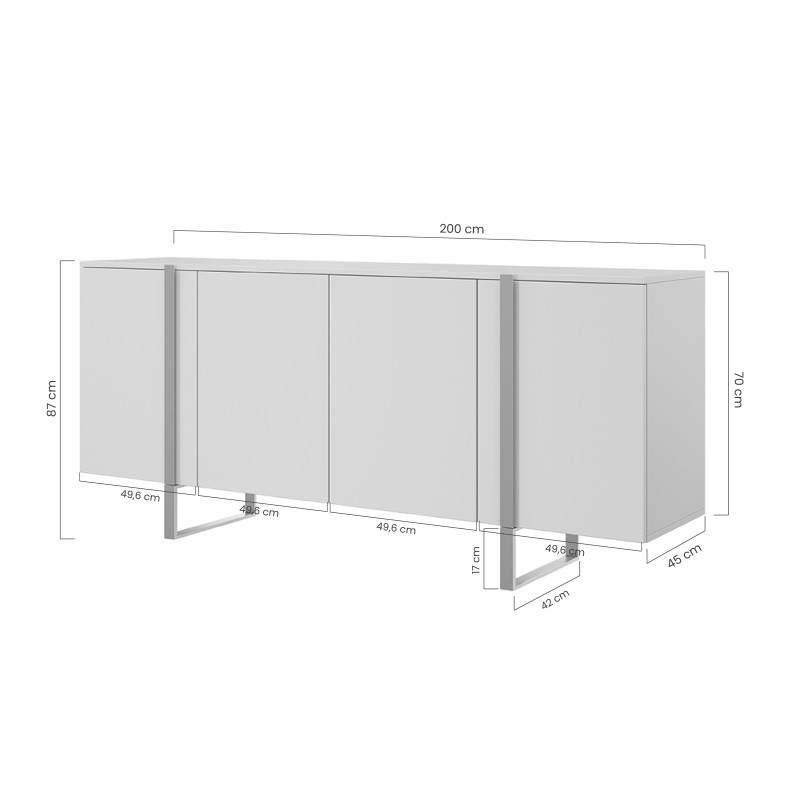 Komoda Verica 200 cm - dąb biszkoptowy z czarnymi nogami Komoda Verica 200 cm - dąb biszkoptowy z czarnymi nogami