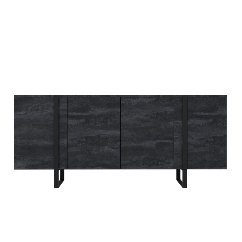 Komoda Verica 200 cm na metalowych nogach - czarne nóżki / czarne nóżki Komoda Verica 200 cm na metalowych nogach - czarne nóżki / czarne nóżki