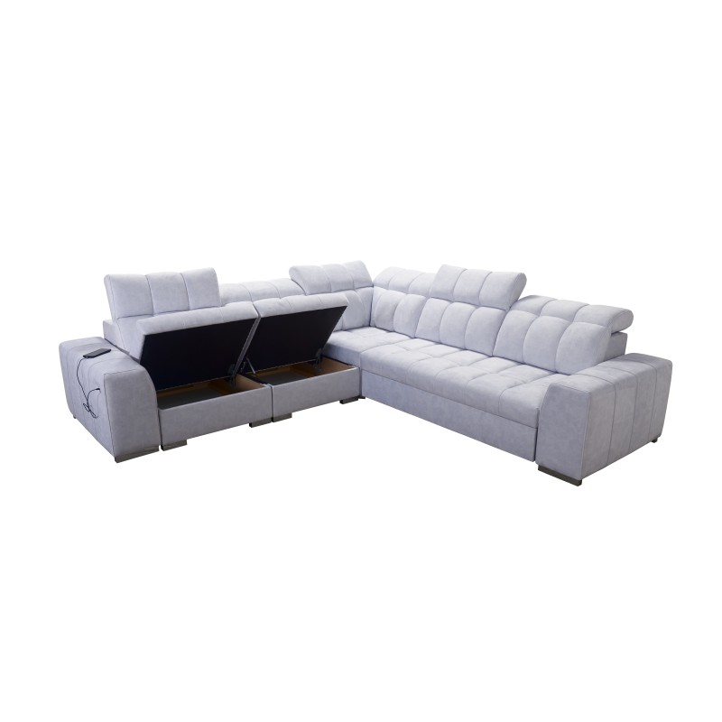 Prisma III corner sofa with sleeping function and USB port – comfort and style in one piece of furniture Prisma III corner sofa with sleeping function and USB port – comfort and style in one piece of furniture