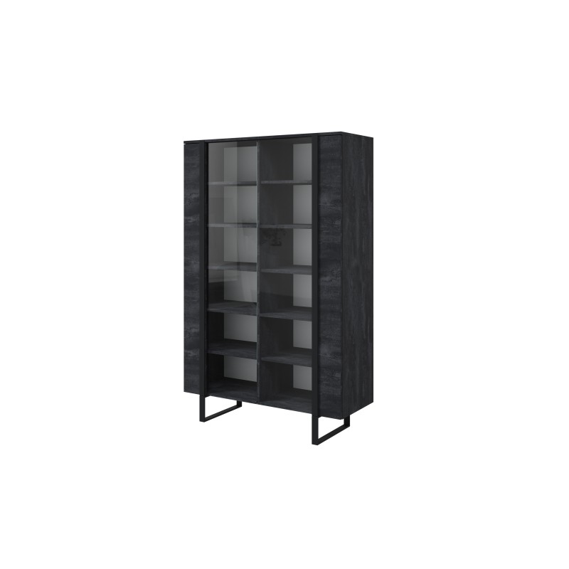 Witryna Verica 120 cm - czarny beton, metalowe nogi