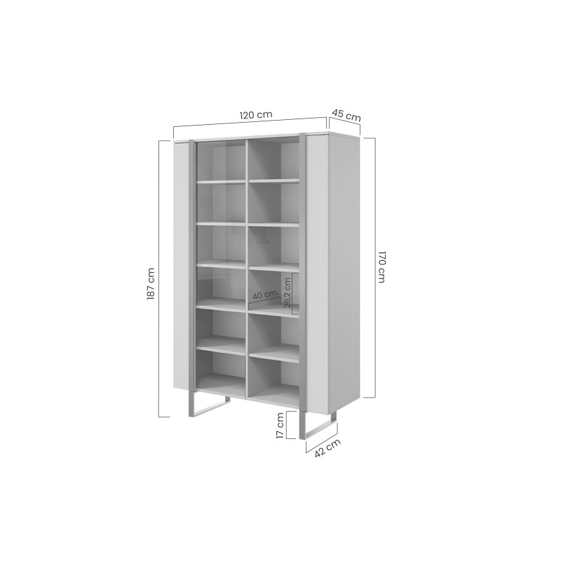 Witryna Verica 120 cm z metalowymi nogami - czarny beton / czarne nóżki Witryna Verica 120 cm z metalowymi nogami - czarny beton / czarne nóżki