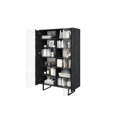 Witryna Verica 120 cm z metalowymi nogami - czarny beton / czarne nóżki Witryna Verica 120 cm z metalowymi nogami - czarny beton / czarne nóżki