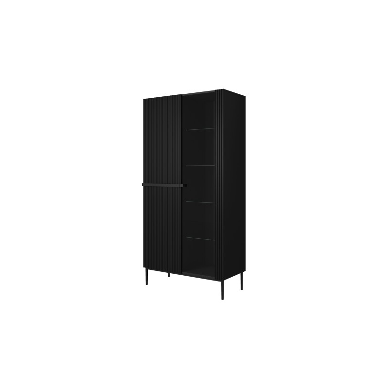 Witryna Nicole 100 cm z ryflowanym frontem - czarny mat Witryna Nicole 100 cm z ryflowanym frontem - czarny mat