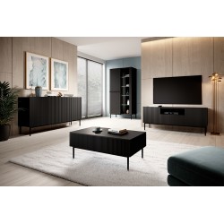 Witryna Nicole 100 cm z ryflowanym frontem - czarny mat Witryna Nicole 100 cm z ryflowanym frontem - czarny mat