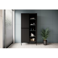 Witryna Nicole 100 cm z ryflowanym frontem - czarny mat Witryna Nicole 100 cm z ryflowanym frontem - czarny mat